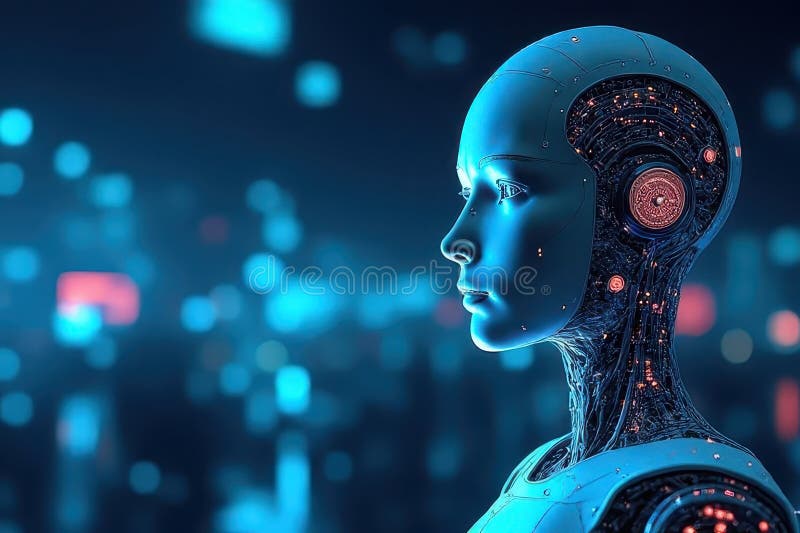 Advanced Robotics and AI Security Solutions stock illustration