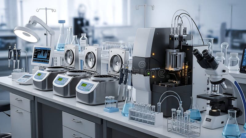 Advanced Scientific Laboratory Equipment for Research and Development stock illustration