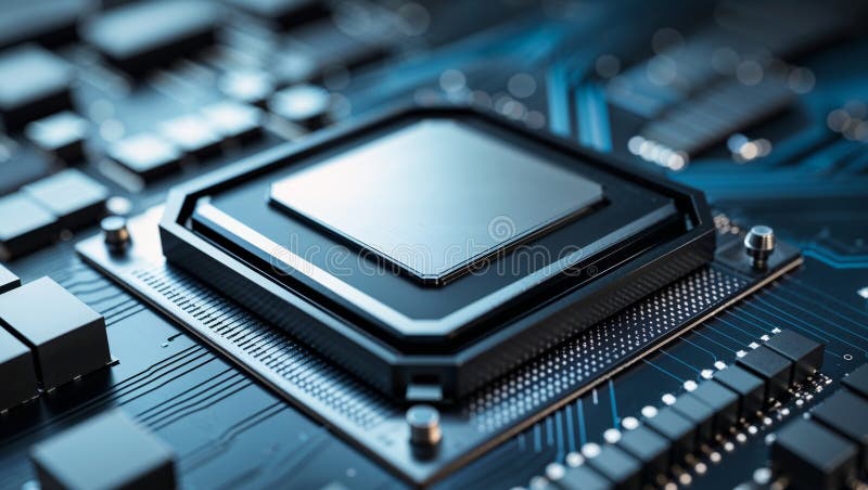 Advanced Security Chip on Motherboard for Technology Security and Data Protection. royalty free stock photo