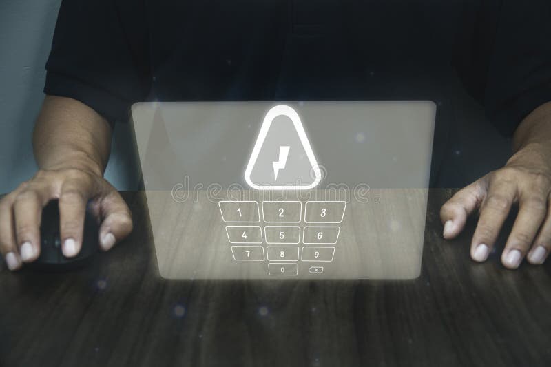 Advanced Security System with Digital Code Interface and HighTech Warning for Cyber Safety royalty free stock image