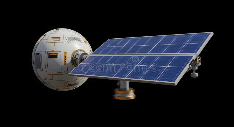 Futuristic Space Probe with Solar Panels stock illustration