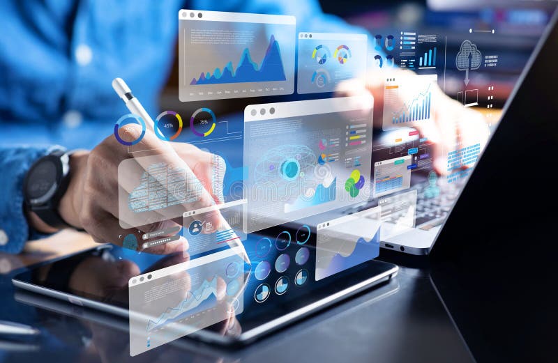 Advanced technology for business management and strategy. big data analytics dashboard. information workflow. intelligence system stock photos