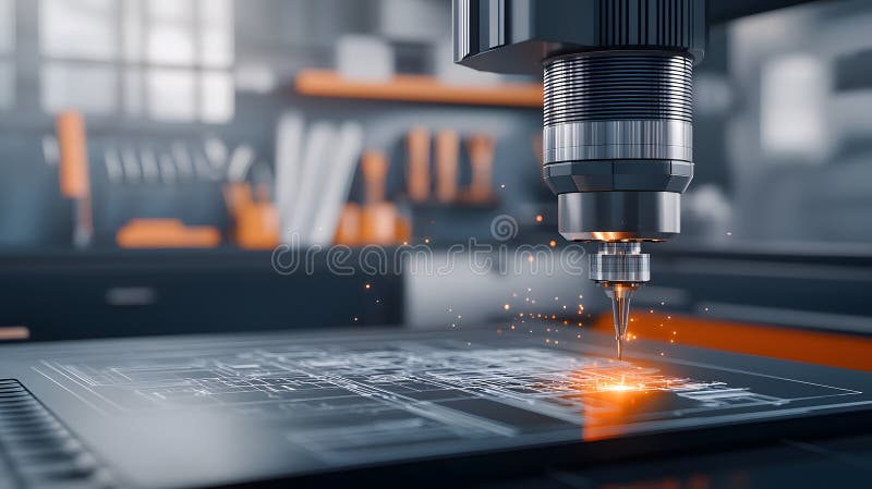 Advanced Technology for Precision Machining in Workshop royalty free illustration