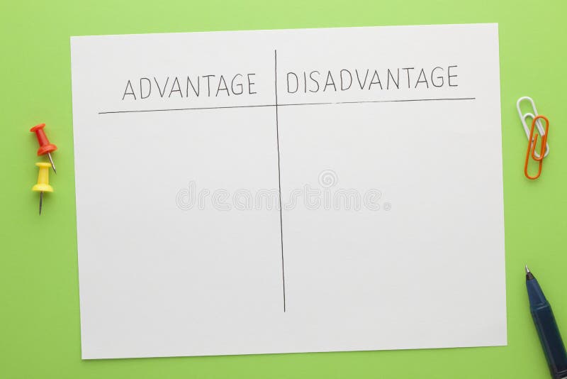 Advantage Disadvantage Concept Stock Photo - Image of sketching ...