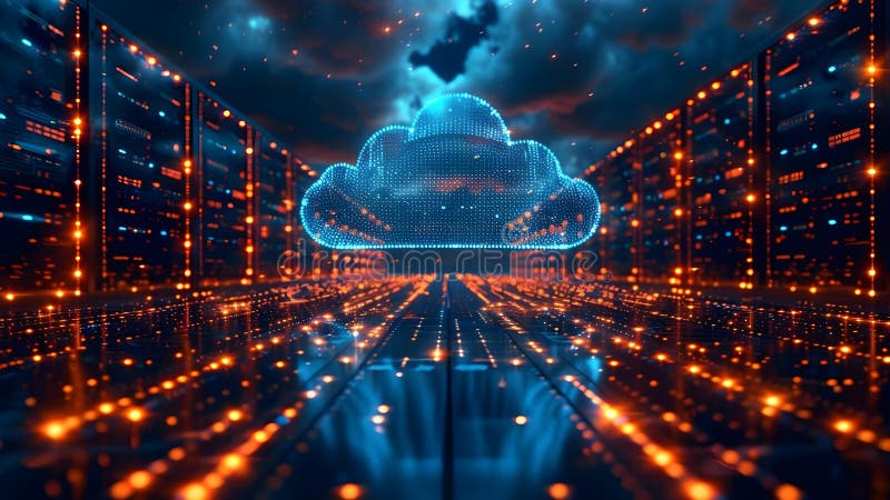 Avantaje ale rețelei G pentru stocarea rapidă a datelor de tip cloud computing pe internet și conectivitatea globală. royalty free illustration