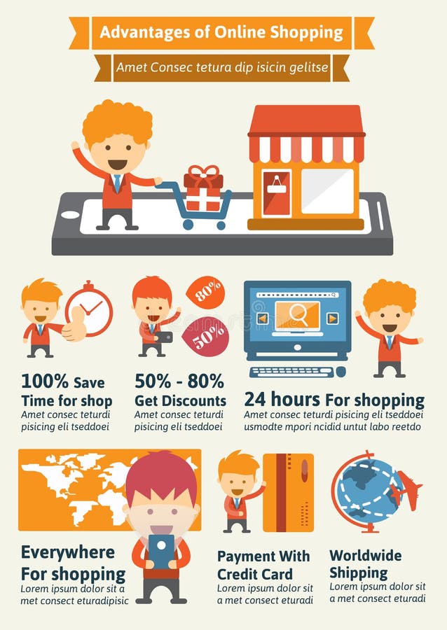 Advantages Of Online Shopping Stock Vector Illustration 43930953