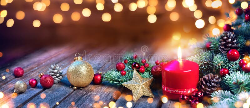 Advent Candle With Christmas Decoration