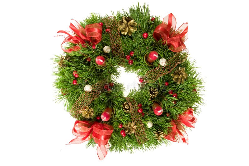 Holly Berry and Pine Christmas Wreath Stock Photo Image of spruce