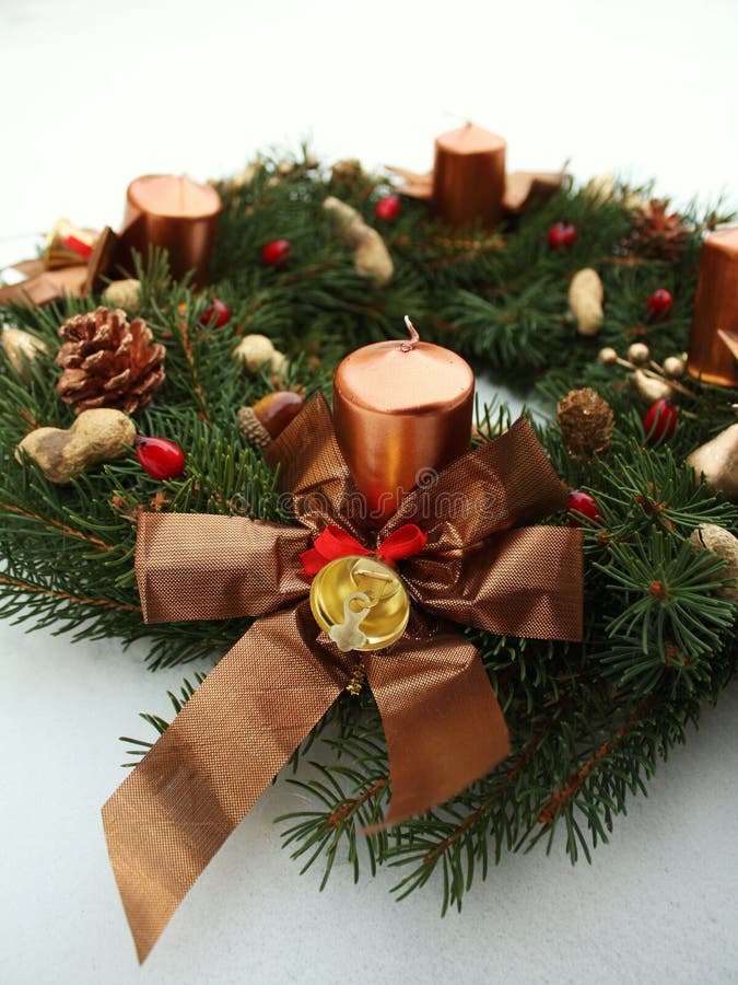Advent Wreath Wih Christmas Decoration Stock Photo Image of branch