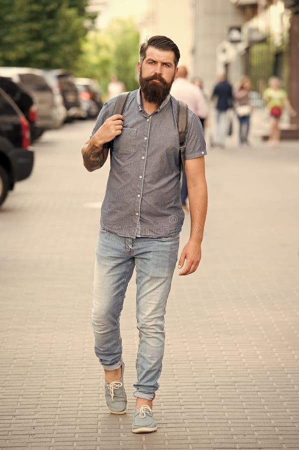 Adventure is Out There. Mature Hipster with Beard. Bearded Man ...