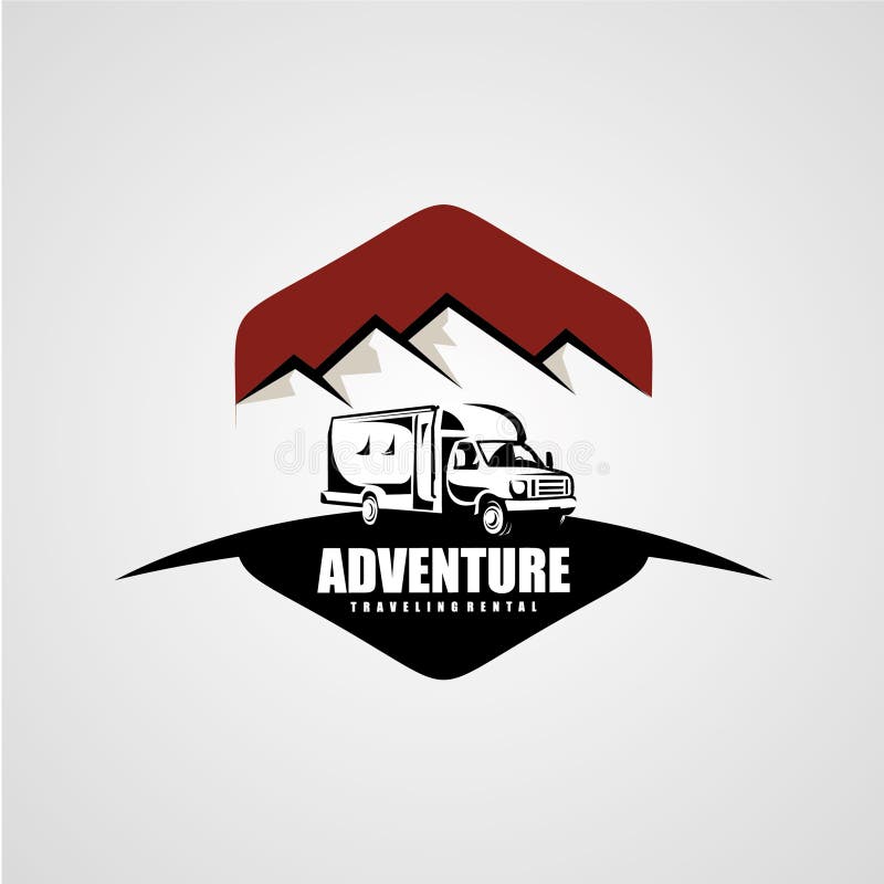 Adventure RV Camper Car Logo Designs Template Stock Vector