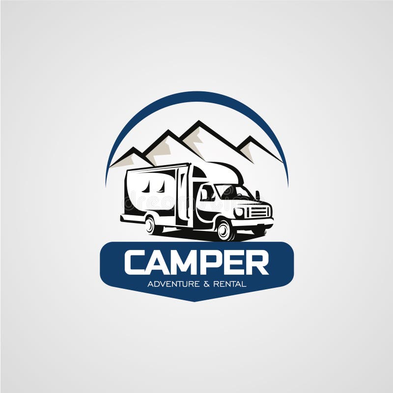 Adventure RV Camper Car Logo Designs Template Stock Vector ...