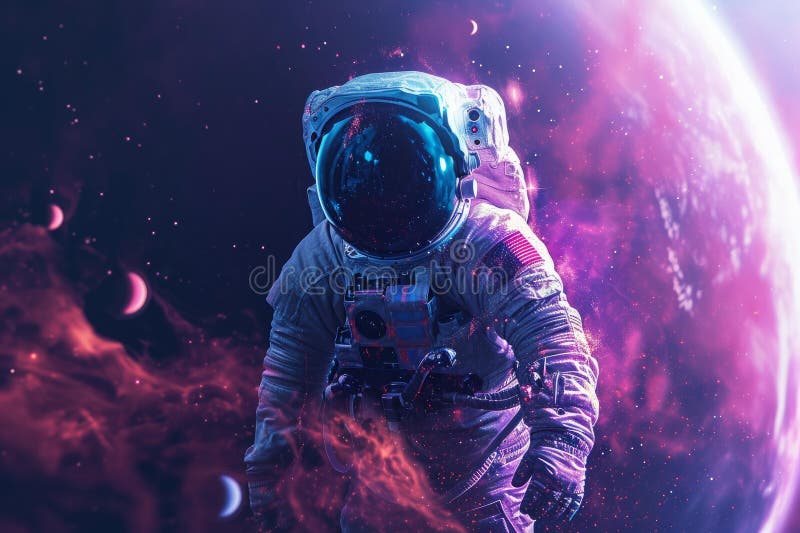 Adventurous Astronaut red planet. Generate Ai royalty free illustration