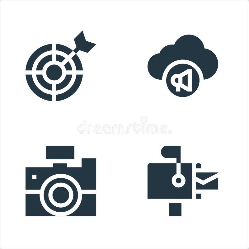 Advertisement line icons. linear set. quality vector line set such as mailbox, camera, cloud vector illustration