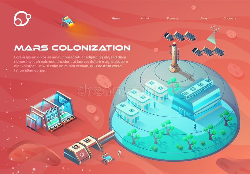 Advertising Banner Inscription Mars Colonization. stock illustration