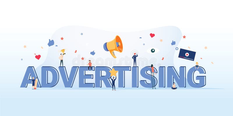 Advertising concept illustration. Idea of promotion and marketing. Online advertisement business marketing background. vector illustration