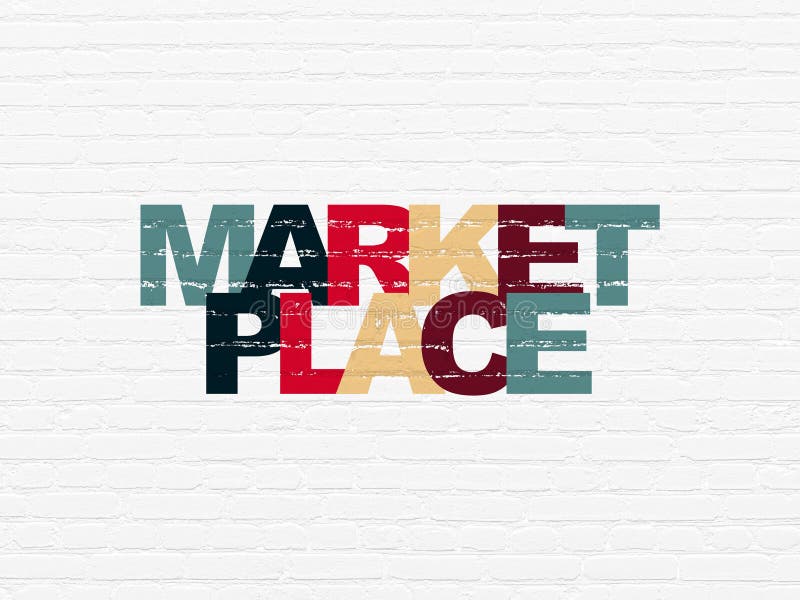 Advertising concept: Marketplace on wall background royalty free illustration
