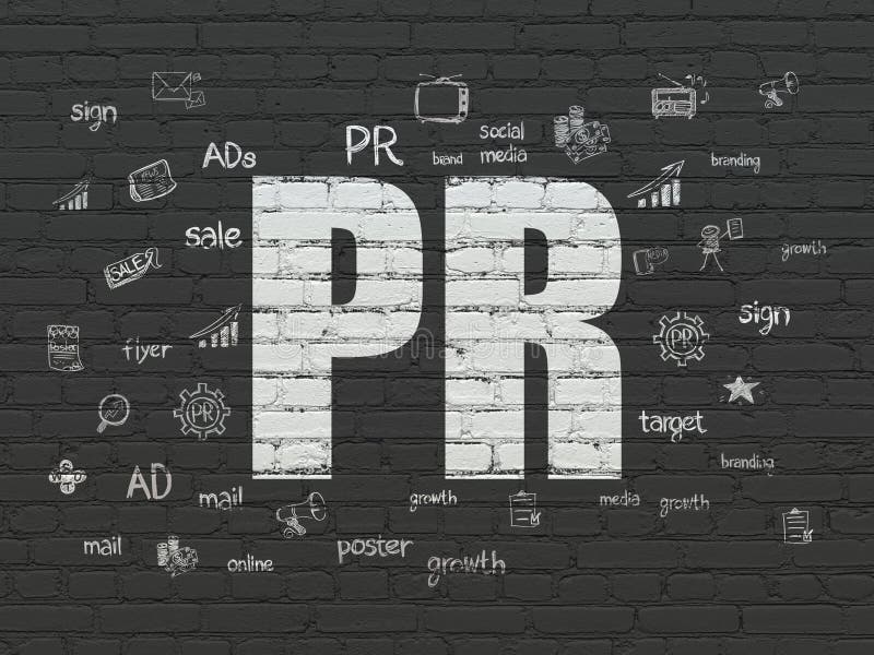 Advertising concept: PR on wall background stock illustration