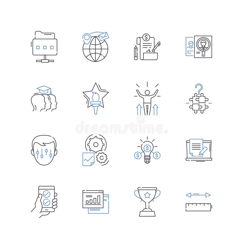 Advertising evolution line icons collection. Old-fashid, Print, Radio, TV, Billboards, Direct mail, Catalogues vector royalty free illustration