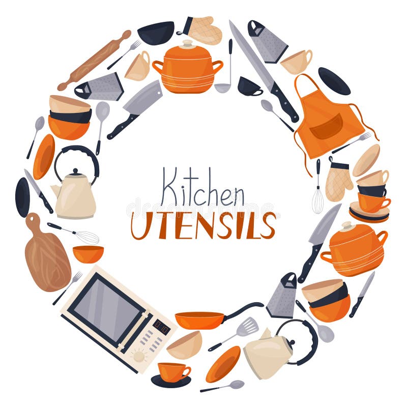 Advertising of Kitchen Accessories for Cooking. Vector Set of Kitchen
