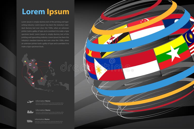 AEC transportation map and linkage displaying members in global shape (vector eps10). AEC transportation map and linkage displaying members in global shape (vector eps10)