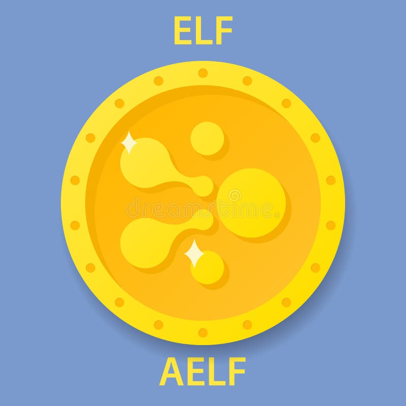 AELF Coin Cryptocurrency Blockchain Icon. Virtual Electronic, Internet