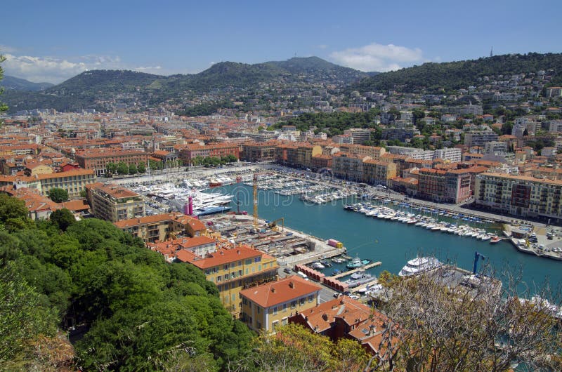 Aeralansicht der Nizza Hafen- und Stadtarchitektur stockbild Aeralansicht der Nizza Hafen- und Stadtarchitektur stockbild