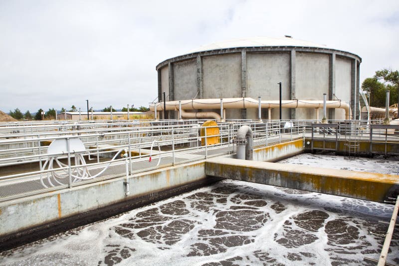 Aeration Basins at a Wastewater Treatment Plant Stock Photo Image of