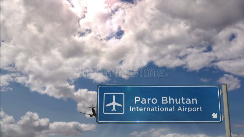 Aereo atterrato all'aeroporto di paro thimphu bhutan