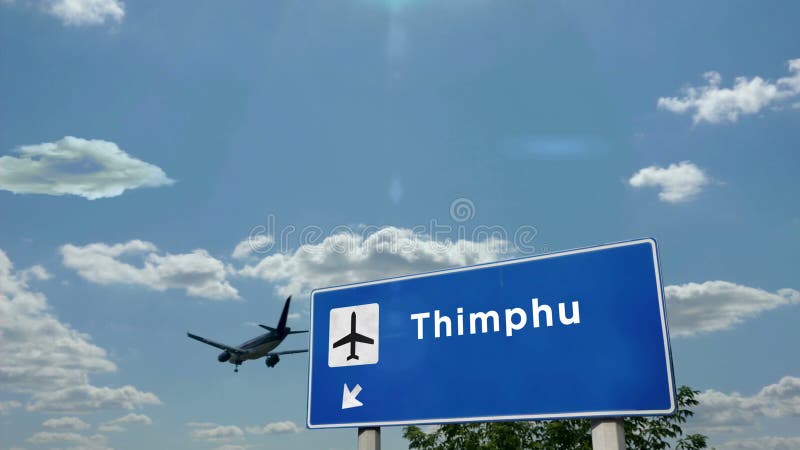 Aereo atterrato all'aeroporto di paro thimphu bhutan