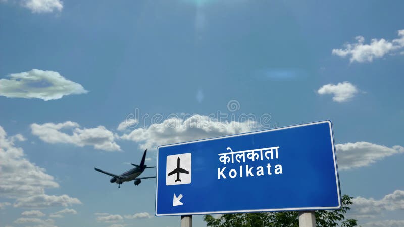 Aereo che atterra all'aeroporto di kolkata india