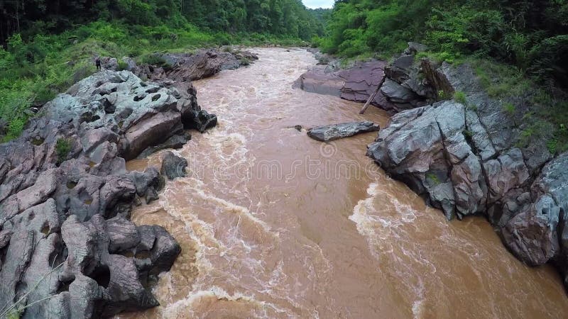 Aereo - fiume di Whitewater in foresta Tailandia