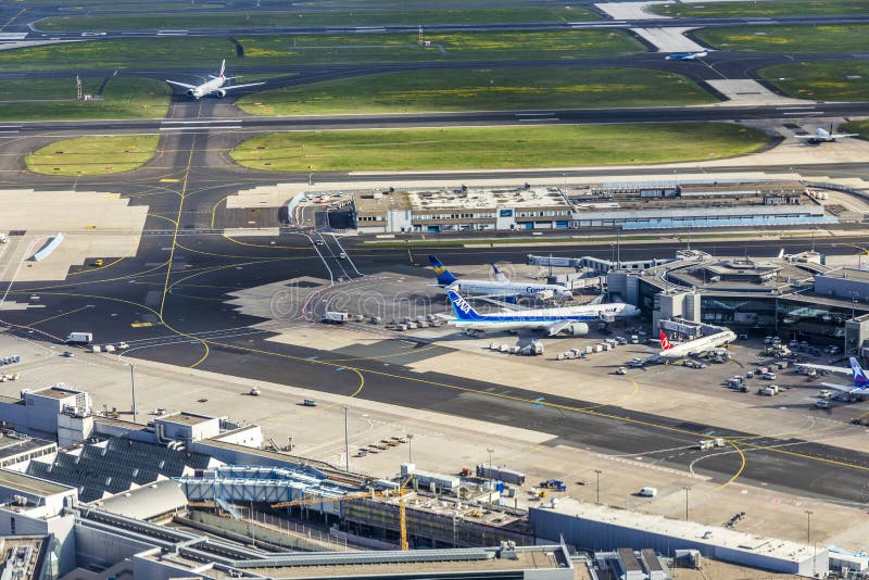 Aerial of airport in Frankfurt