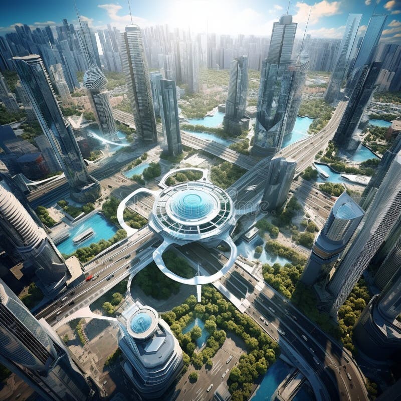 Aerial Architect: Drones as Engineers of Urban Planning stock illustration