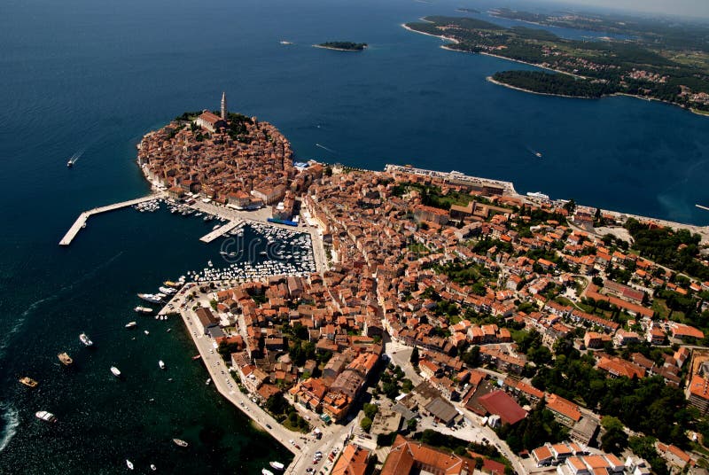 Aerial bird eye view of Rovinj,Croatia