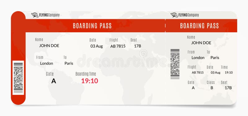 Aerial boarding pass. Plane ticket design. Airplane template illustration.