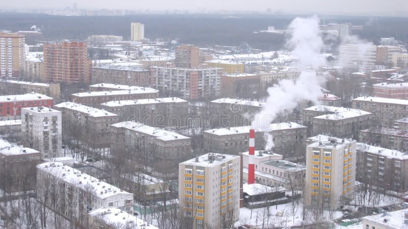 Aerial city view with factory during stock footage