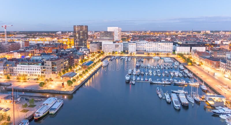 Antwerp, Belgium. Aerial City View At Night Stock Image ...