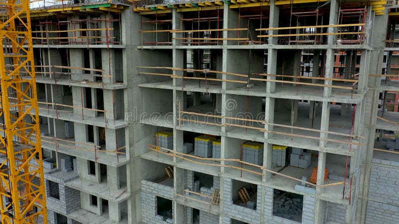 Aerial city view. Warehouse construction looking down at camera. Looks at every aspect for object. stock footage
