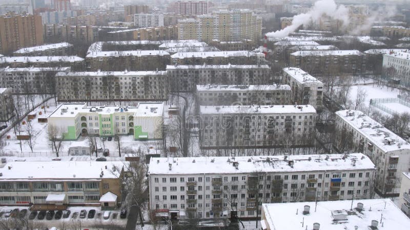 Aerial city view during the winter on stock video