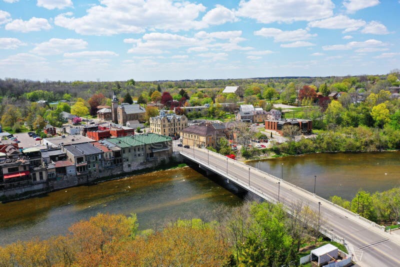 Aerial of Downtown Paris, Ontario, Canada Stock Image Image of modern, district 219311057