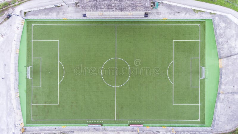 Aerial drone bird's eye view of football field in basilicata