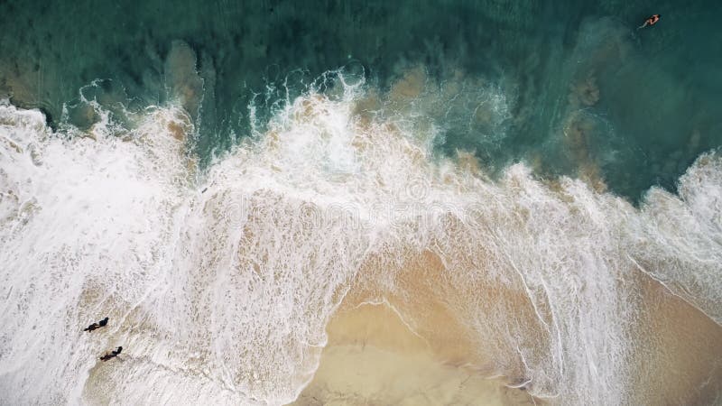 Aerial Drone Shot: Huge Ocean Beach Waves