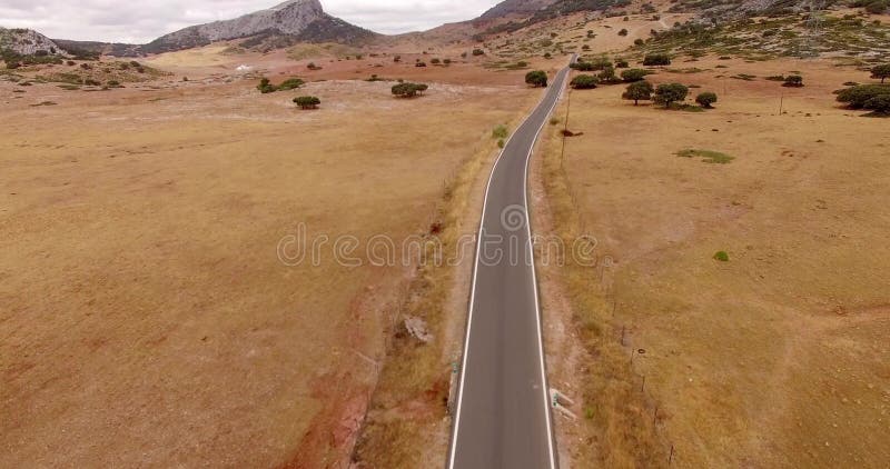 Aerial. Drone Starts from Mountain Road