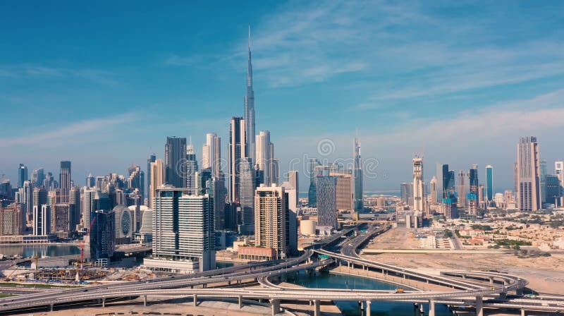 omhyggeligt Etablering Sekretær AERIAL. Drone Video of Dubai City at Day Time. Modern City Concept Vith  Transport and River Stock Photo - Image of arabian, united: 220328748
