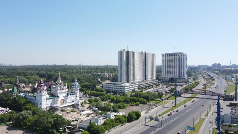 Aerial drone view met izmailovsky kremlin moskou rusland