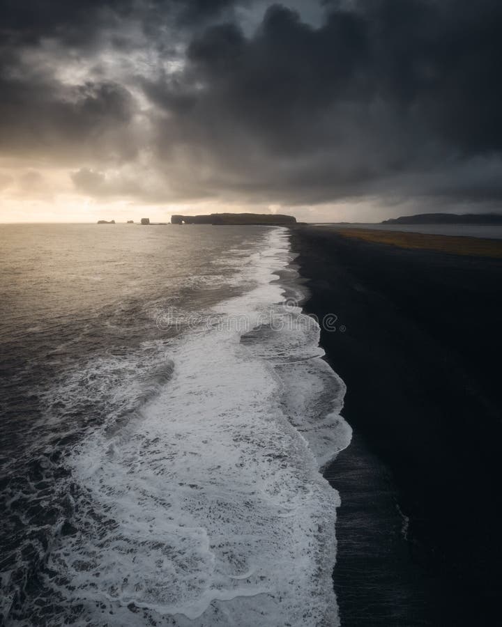 Aerial View of Reynisfjara Black Sand Beach, Iceland Stock Photo - Image of  rock, picturesque: 191747684