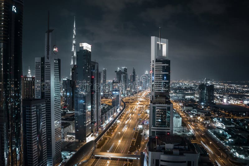 Aerial Dubai nights