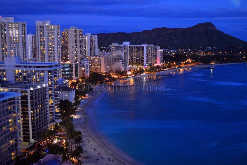 Aerial Dusk View of Waikiki