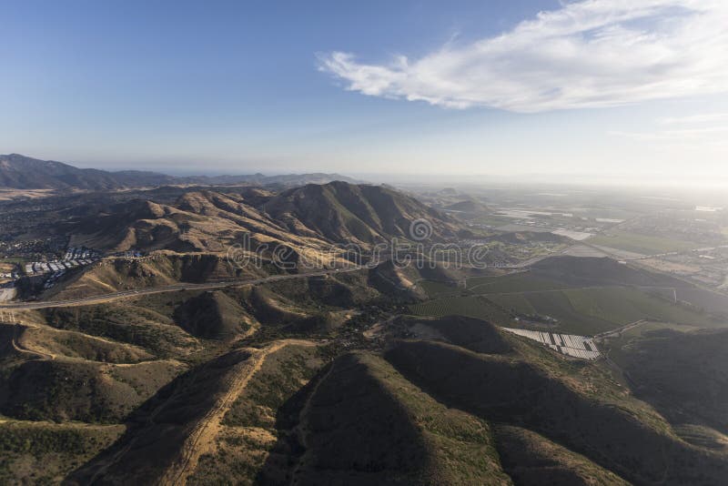 Aerial of Hills Between Thousand Oaks and Camarillo in Southern